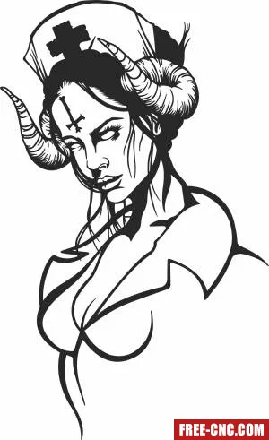 Devil nurse cliparts - Download free dxf for cnc plasma cutting