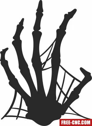 Skeleton hand with spider web - Download free dxf for cnc plasma cutting