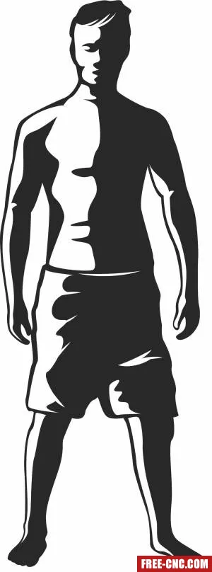 Man wearing swimshorts silhouette - Free dxf for laser cutting and plasma