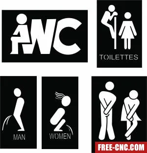 Wc toilet unisex sign - free dxf download