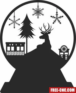 Deer globe christmas - Free dxf for laser cutting and plasma