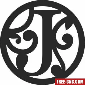 Split letter monogram j - Download free dxf for cnc plasma cutting