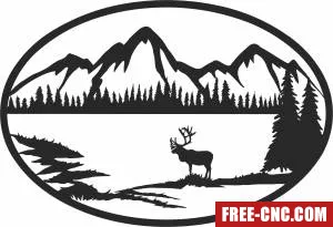 Outdoor elk landscape scene - Download free dxf for cnc plasma cutting