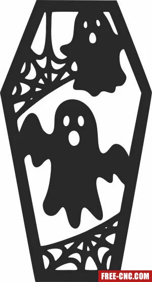 Halloween ghost coffin clipart - Download free dxf for cnc plasma cutting