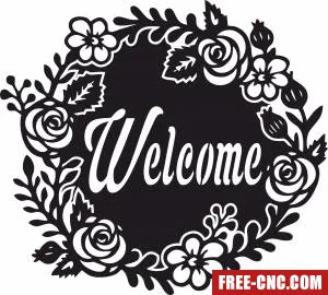 Welcome floral sign - Download free dxf for cnc plasma cutting