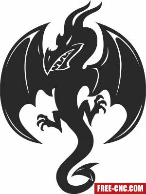 Dragon silhouette wall art - Free dxf files ready to cut