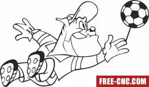 Cartoon dog football soccer goal keeper - Free dxf files ready to cut