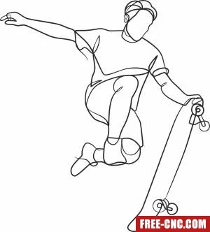 Skateboard line art clipart - Download free dxf for cnc plasma cutting