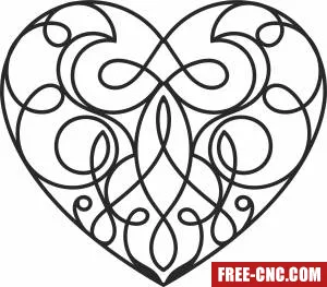 Decorative one line heart wall art - Free dxf for laser cutting and plasma