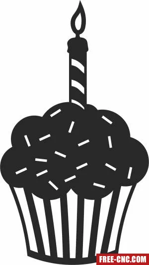 Birthday cupcake clipart - Free dxf files ready to cut