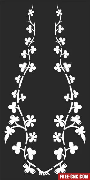 Flowers decorative wall screen pattern panel - Free dxf files ready to cut