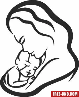 Mom hugging baby clipart - Free dxf files ready to cut