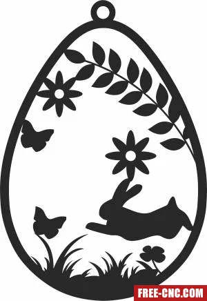 Easter egg ornament with a bunny - Download free dxf for cnc plasma cutting