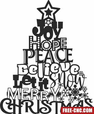 Christmas words tree decor - Download free dxf for cnc plasma cutting