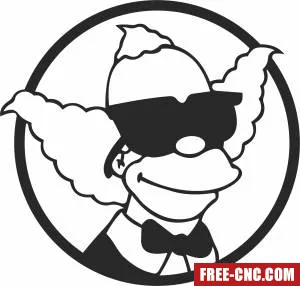 Krusty the clown simpson clipart - Free dxf for laser cutting and plasma