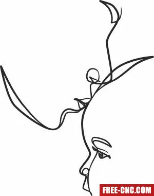 Woman line drawing kissing baby - Download free dxf for cnc plasma cutting