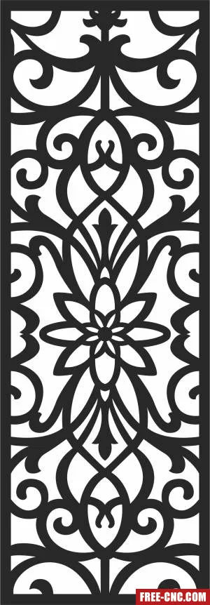 Decorative floral pattern screen door - Free dxf files ready to cut