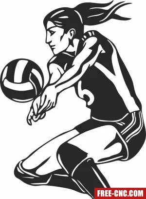 Volleyball girl player pass clipart - Download free dxf for cnc plasma cutting