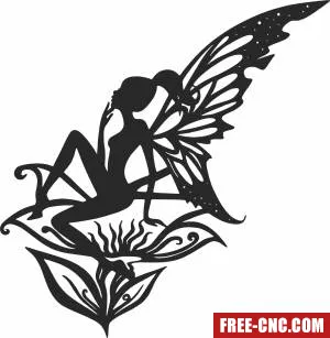 Fairy on flower clipart - Free dxf files ready to cut