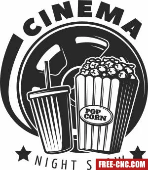 Movies pop corn logo sign - Download free dxf for cnc plasma cutting