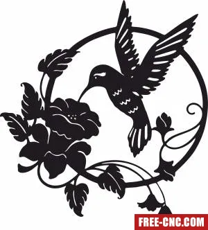 Hummingbird floral art - Free dxf for laser cutting and plasma