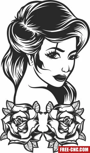 Beautiful women with flowers - Free dxf download