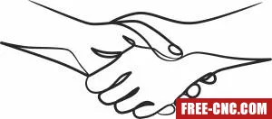 One line handshake clipart - Free dxf download