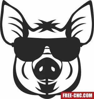 Pig head with glasses clipart - Download free dxf for cnc plasma cutting