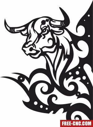 Bull wall decor floral sign - Free dxf download