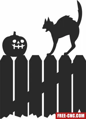 Spooky cat pumpkin fence - Download free dxf for cnc plasma cutting