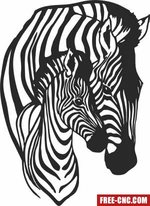 Zebra and baby cliparts - Free dxf files ready to cut