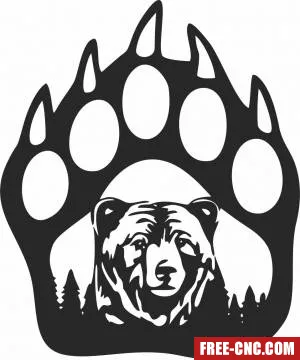 Bear paw scene - Free dxf download