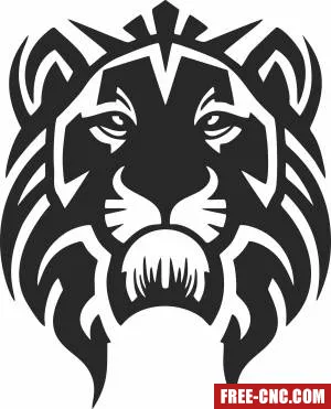 Lion head clipart - Free dxf download