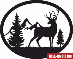 Deer scene art - Download free dxf for cnc plasma cutting