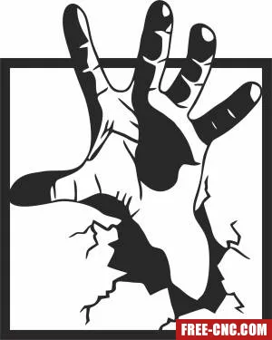 Zombie hand out from the wall clipart - Download free dxf for cnc plasma cutting