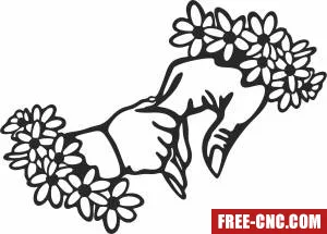 Baby and mother hands flower art - Free dxf files ready to cut