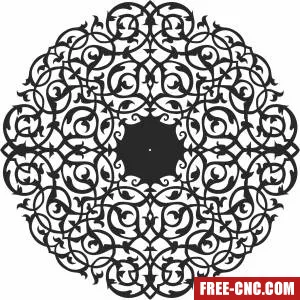 Mandala wall clock arts - Free dxf download