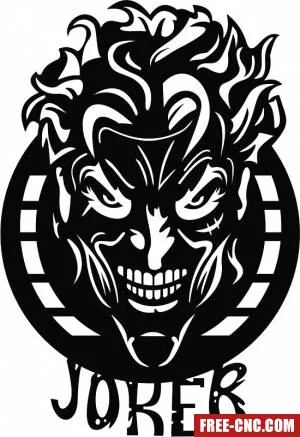 Joker sign scary face wall decor - free dxf download