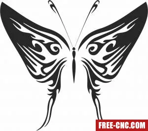 Butterfly clipart floral - Free dxf for laser cutting and plasma