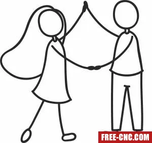 Stick figure couple - Free dxf files ready to cut