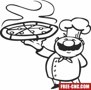 Pizza cook chef cliparts - Free dxf files ready to cut