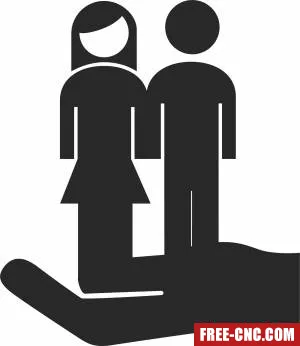 Hand lifting couple parent silhouette - Download free dxf for cnc plasma cutting