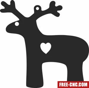 Silhouette reindeer with heart - Free dxf for laser cutting and plasma