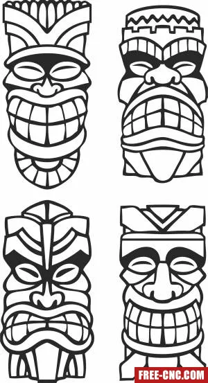 Tiki tribal mask - Free dxf download