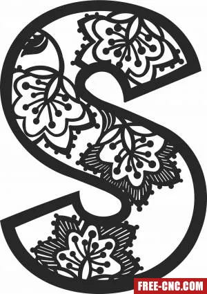 Monogram letter s floral - Download free dxf for cnc plasma cutting