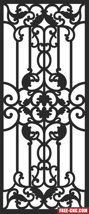 Decorative pattern screen door wall - Free dxf for laser cutting and plasma
