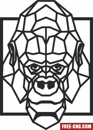 Geometric gorilla clipart - Free dxf download