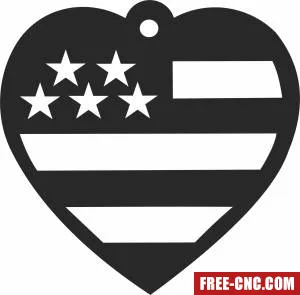 Heart ornament usa gifts - Free dxf for laser cutting and plasma