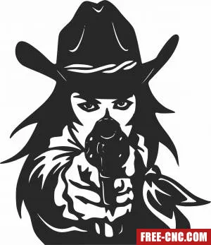 Lady cowgirl clipart - Free dxf for laser cutting and plasma