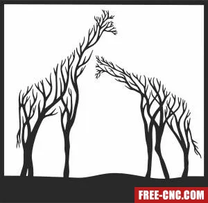 Giraffes tree branches cliparts - Free dxf files ready to cut